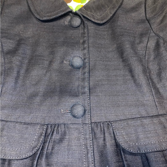 J Crew linen blend navy blue peplum button front jacket blazer - Picture 4 of 9
